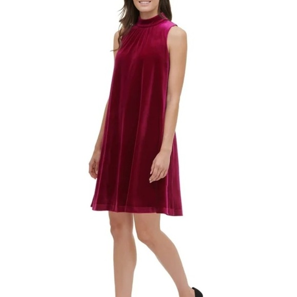 Nick and Nash mock neck velvet sleeveless red dress SzPS - Picture 1 of 6
